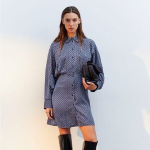 H&M NEW Stylish Blue and White Checkered Dress XS